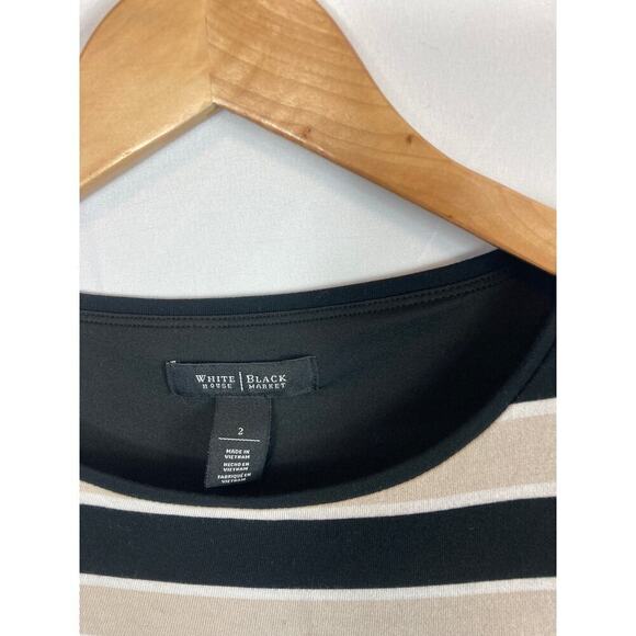 WHBM 3/4 Sleeve Stripe Shift Dress Side Tie Size 2 - Picture 5 of 7